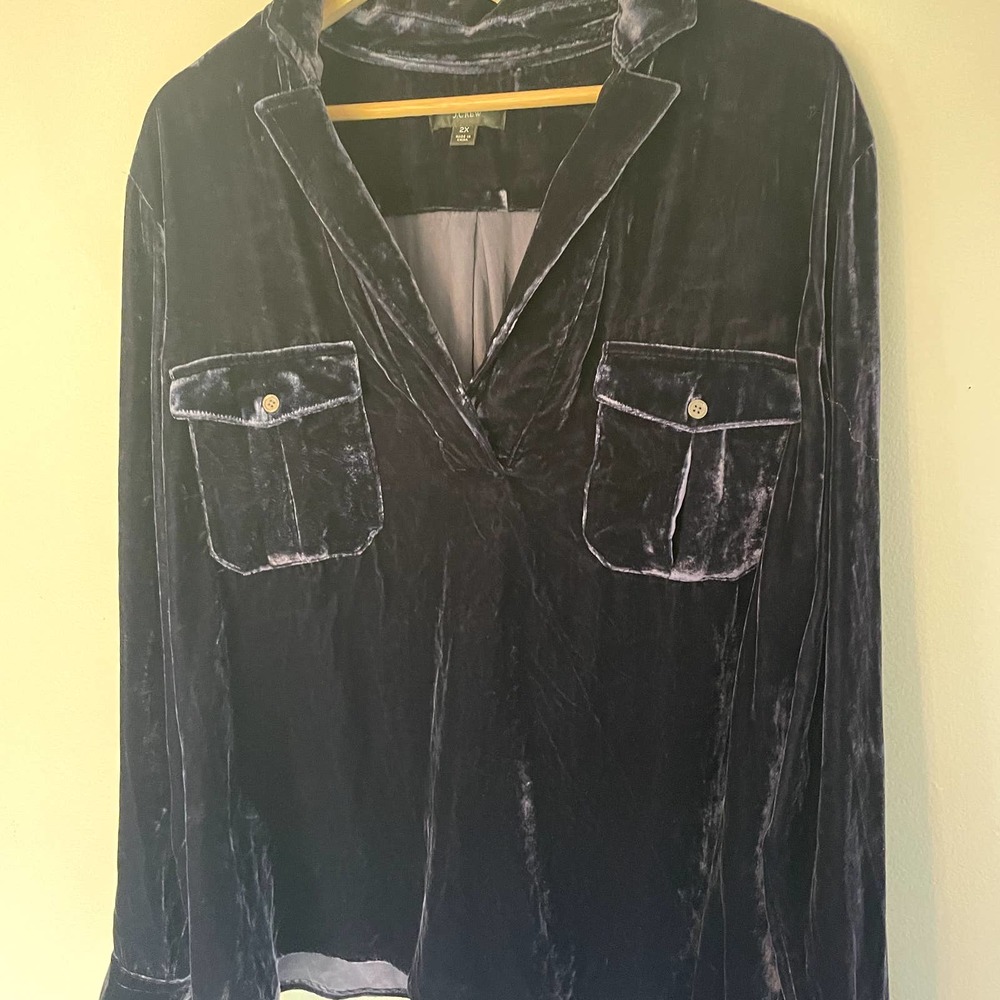 J.Crew Classic-fit Velvet Button-Down Shirt in Blue/Purple SZ 2X - Picture 6 of 12